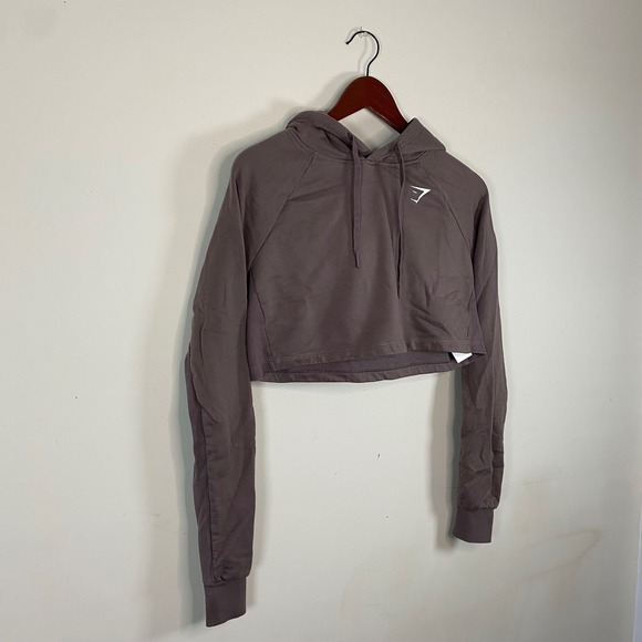 Gymshark Cropped Hoodie Pullover Brown Women's xs Long Sleeve‎ athleisure  gym - Picture 3 of 7